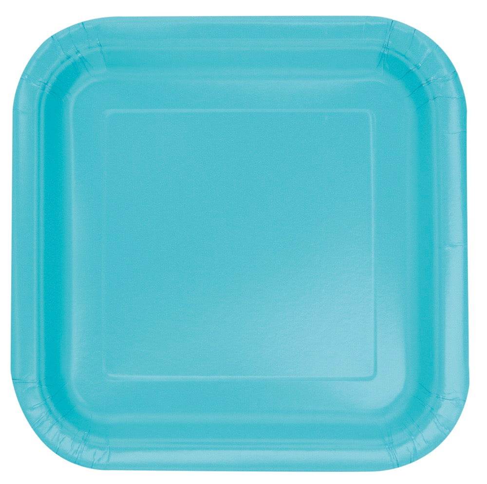 Teal Square 9in Dinner Plates 14ct