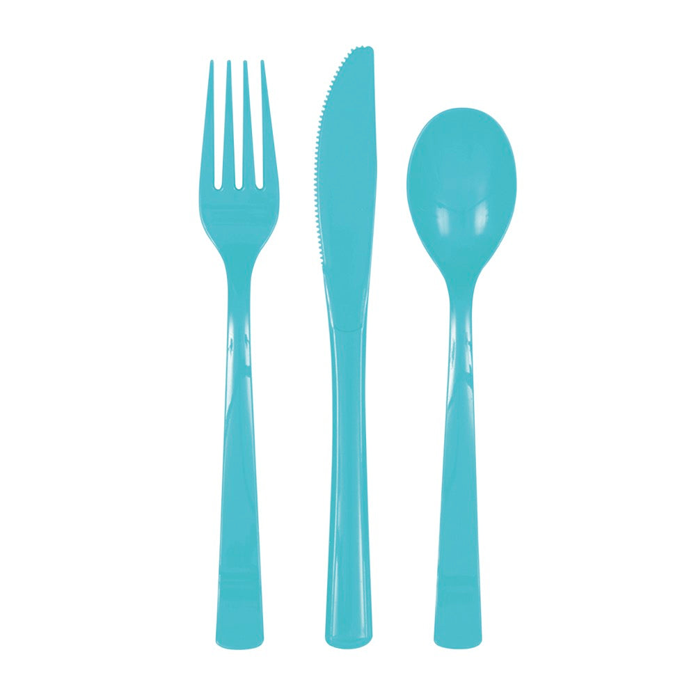 Teal Assorted Plastic Cutlery 18ct