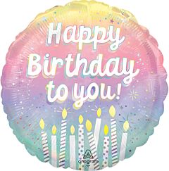#312 Pearlized Pastel Birthday 18in Printed Mylar