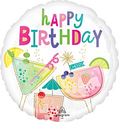 #344 Cocktail Surprise Birthday 18in Printed Mylar