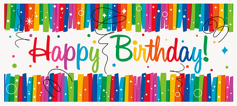 Rainbow Ribbons Birthday Wall Banner 60in x 27in