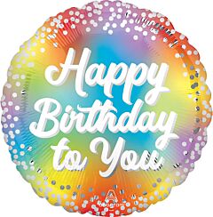 #303 Birthday Rainbow Glitz 18in Printed Mylar