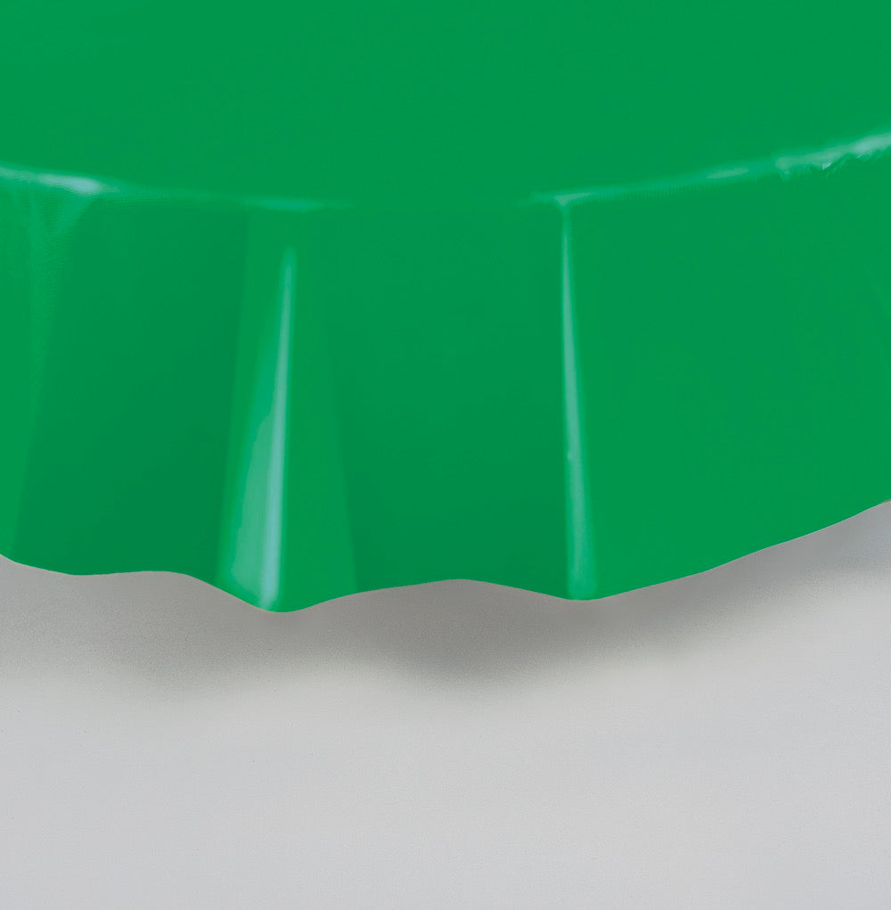 Green Round Plastic Table Cover 84in
