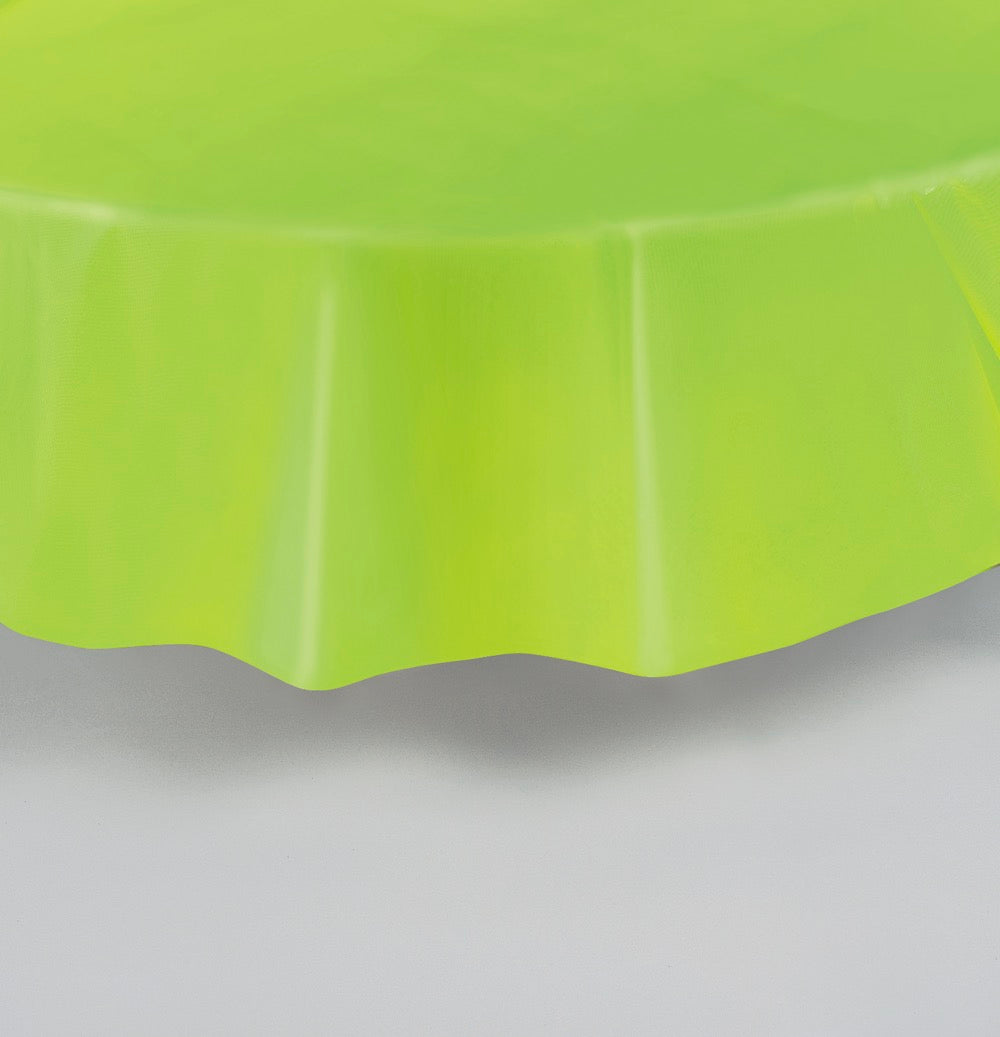 Lime Green Round Plastic Table Cover 84in