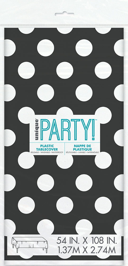 Polka Dots Rectangular Plastic Table Cover 54in x 108in