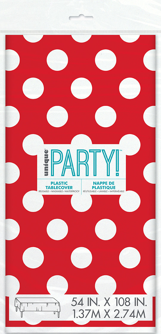 Polka Dots Rectangular Plastic Table Cover 54in x 108in
