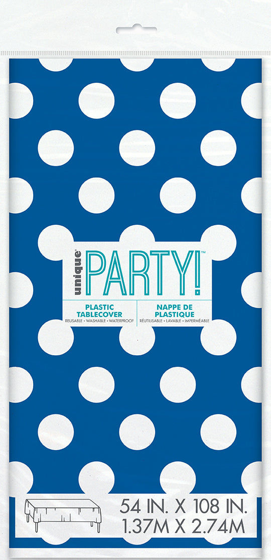 Polka Dots Rectangular Plastic Table Cover 54in x 108in