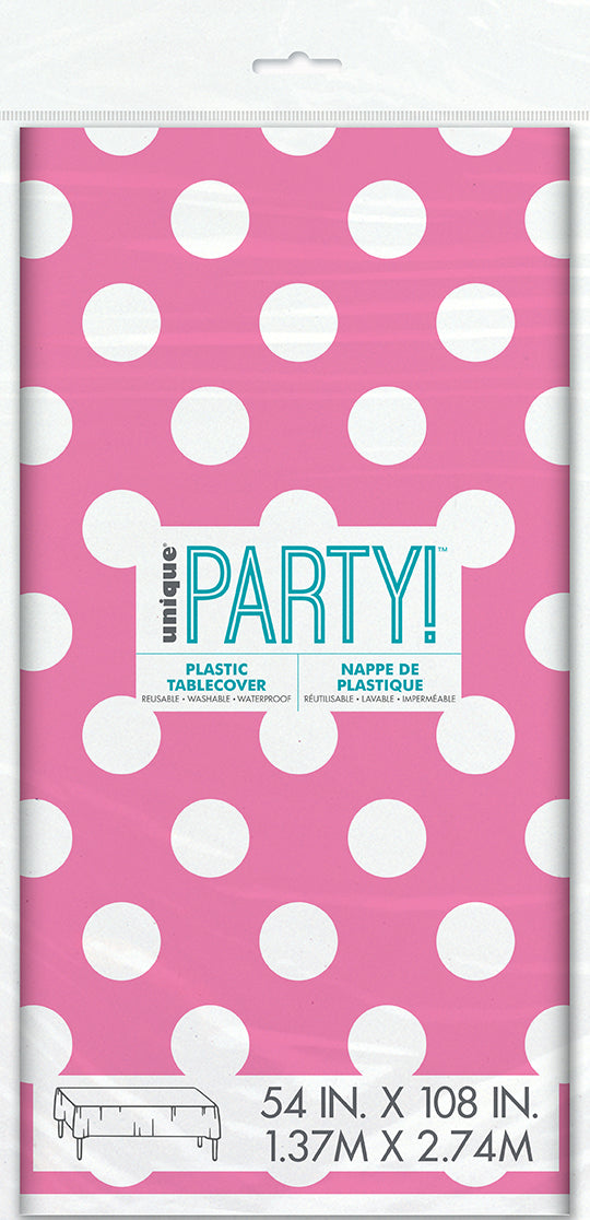 Polka Dots Rectangular Plastic Table Cover 54in x 108in