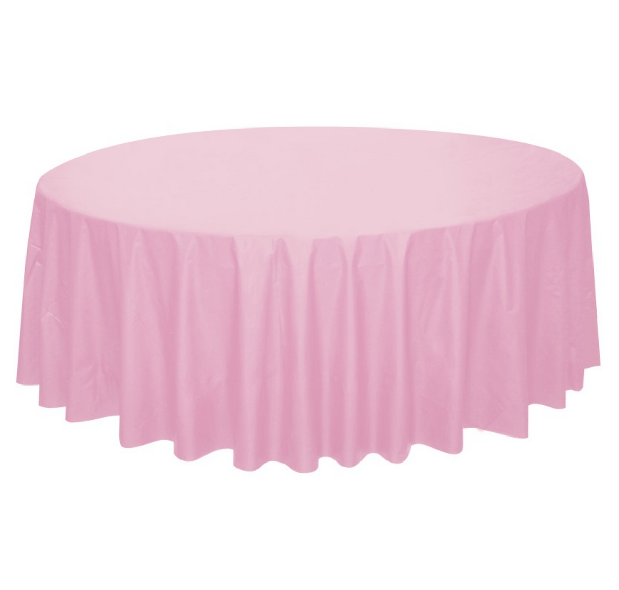 Light Pink Round Plastic Table Cover 84in