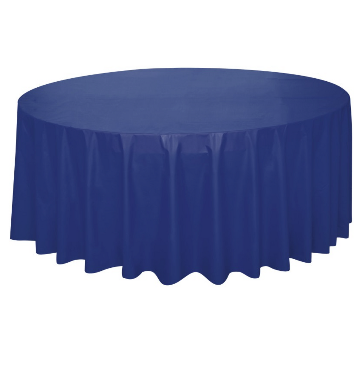Navy Blue Round Plastic Table Cover 84in