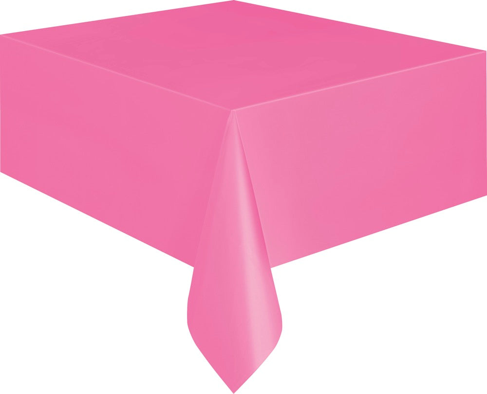 Hot Pink Rectangular Plastic Table Cover 54in x 108in