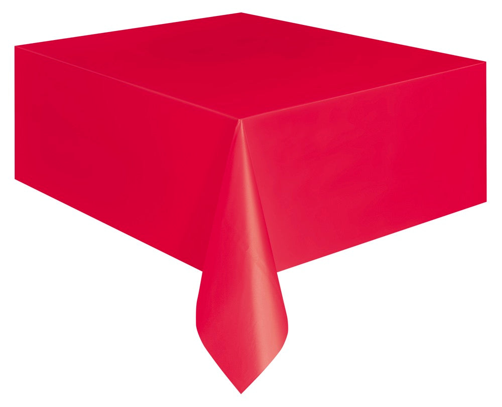 Red Rectangular Plastic Table Cover 54in x 108in