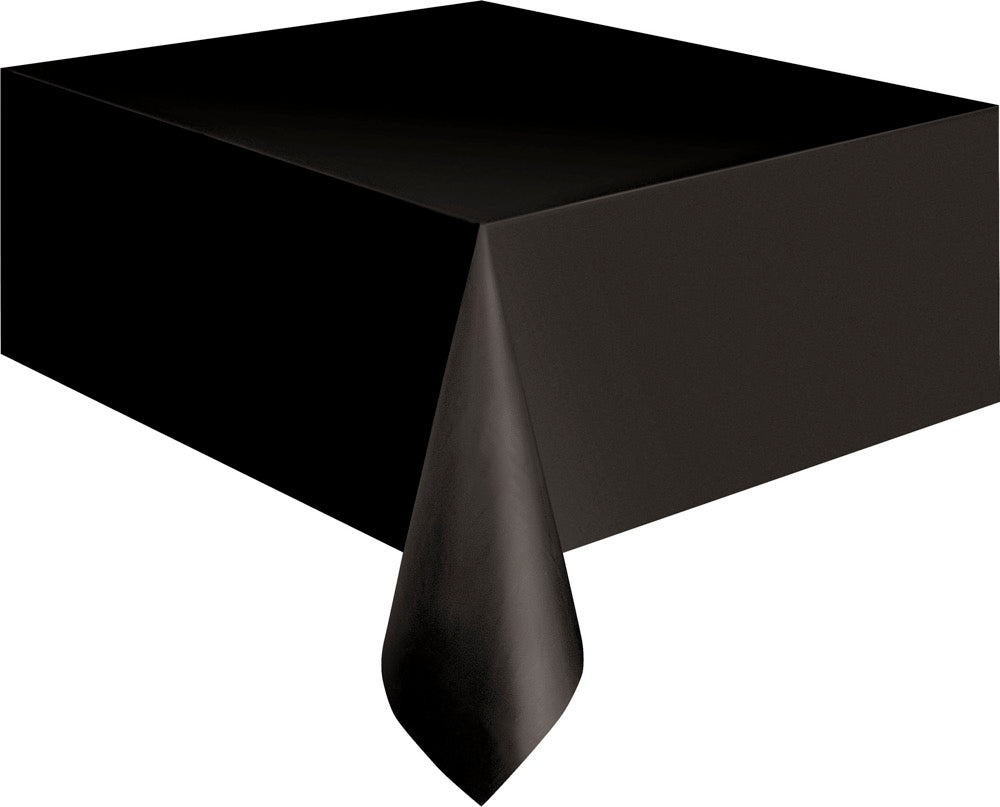 Black Rectangular Plastic Table Cover 54in x 108in