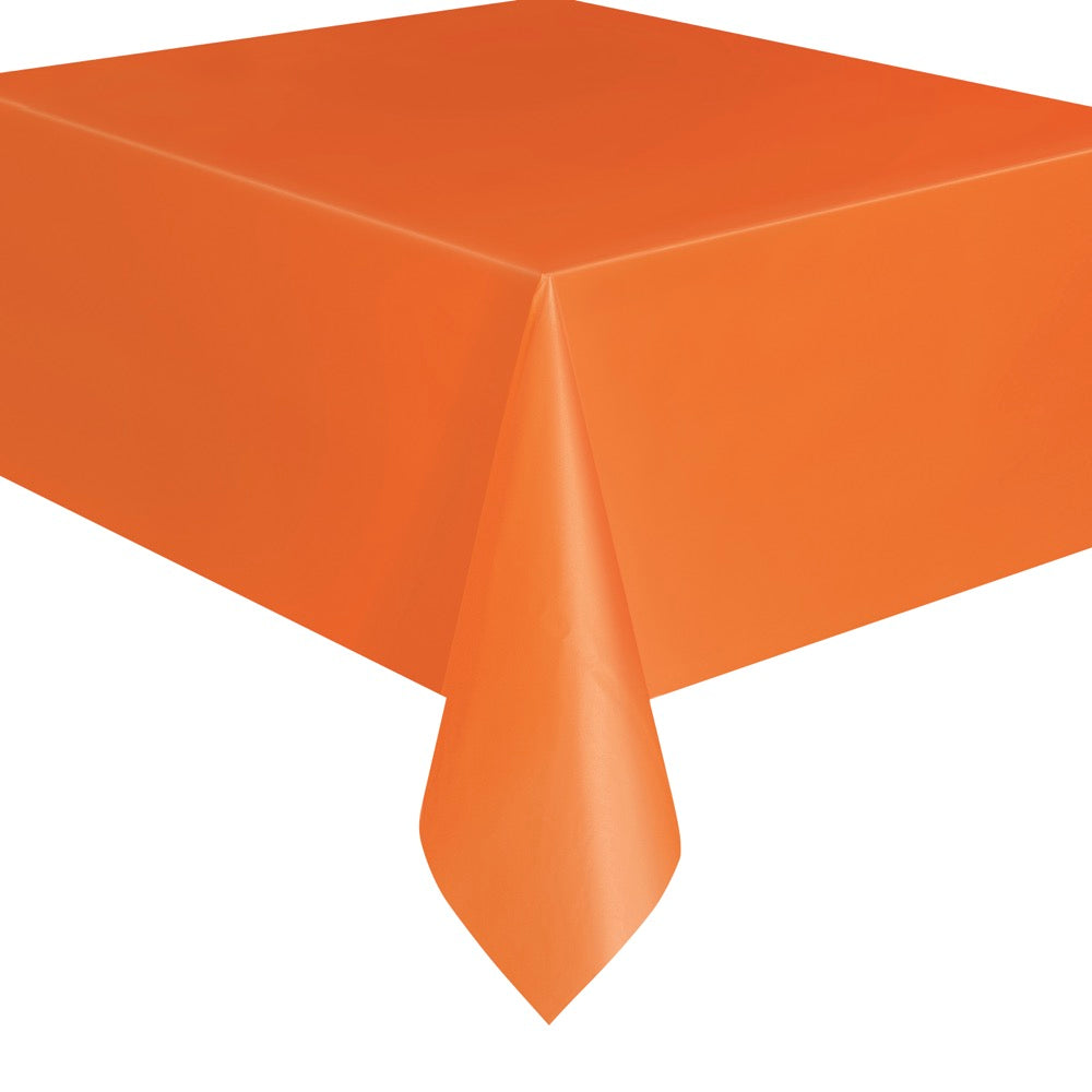 Orange Rectangular Plastic Table Cover 54in x 108in