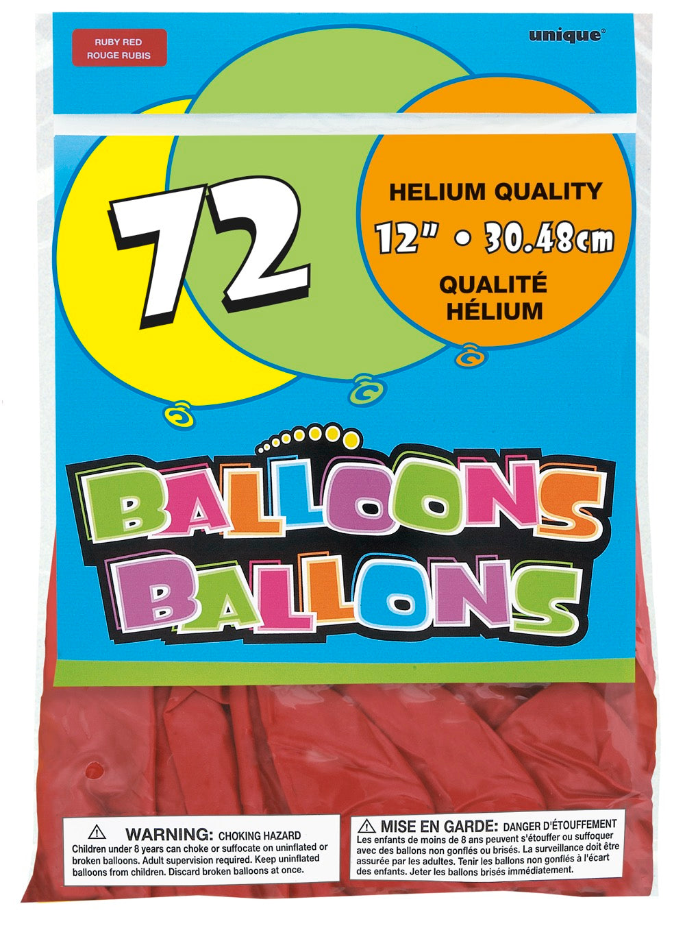12in Packaged Latex Balloons 72ct - Ruby Red