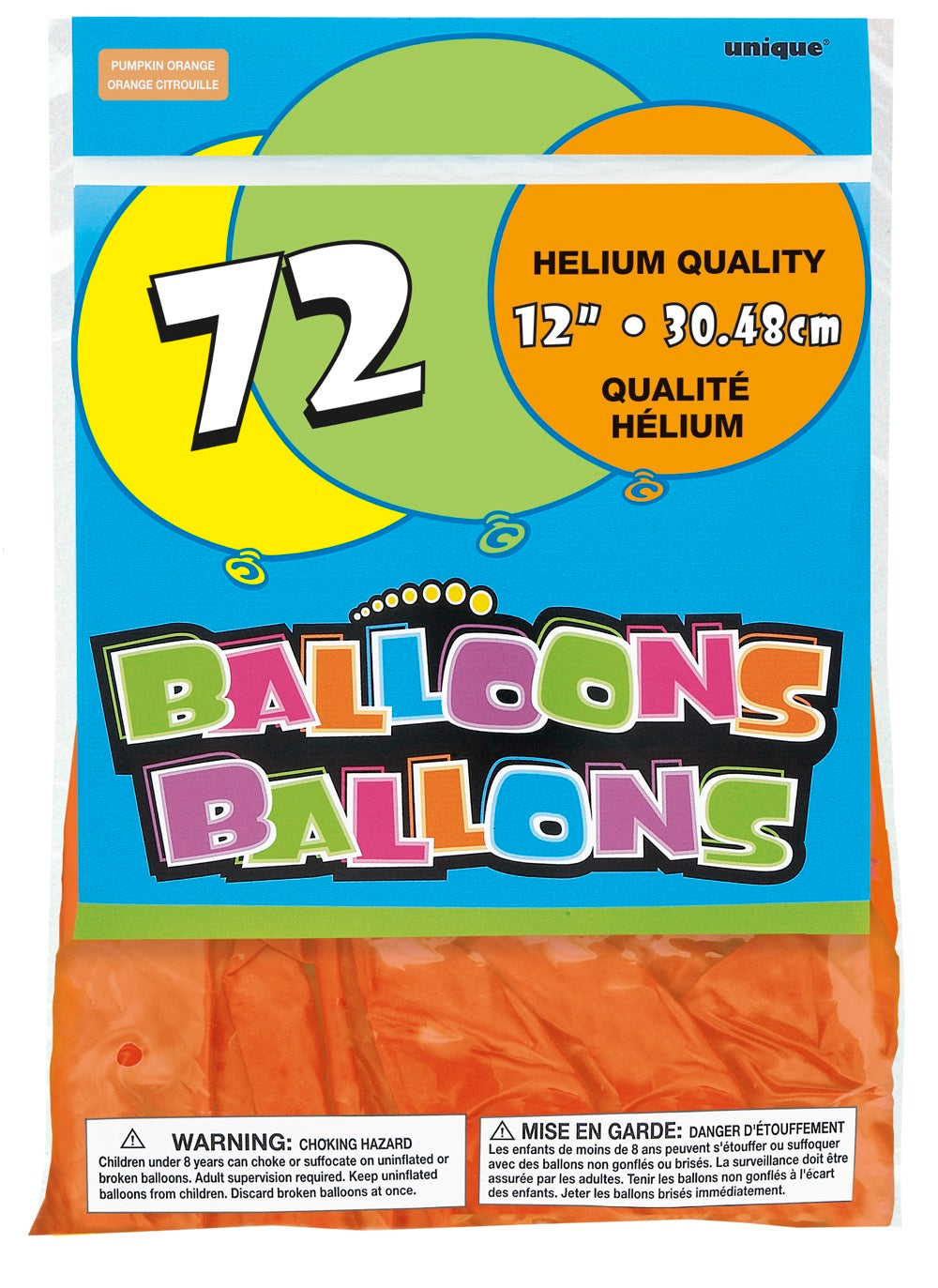 12in Packaged Latex Balloons 72ct - Pumpkin Orange