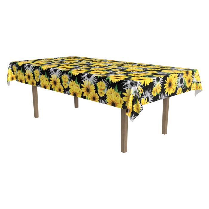 Sunflower Plastic Table Cover 54in x 108in