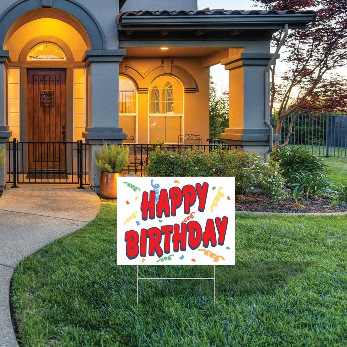 Plastic Happy Birthday Yard Sign