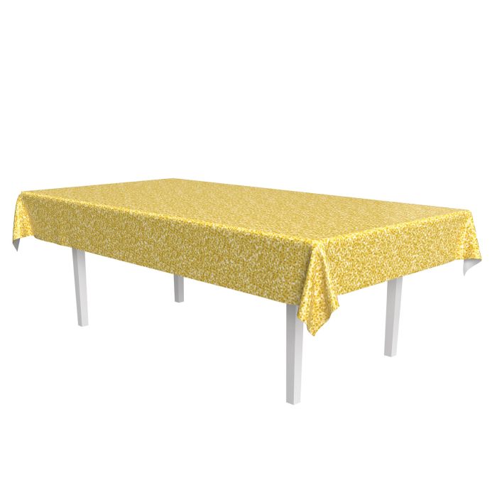 Printed Sequined Plastic Table Cover - Gold 54in x 108in