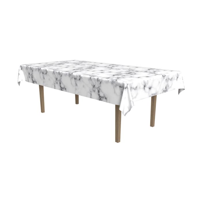 Marble Plastic Table Cover 54in x 108in