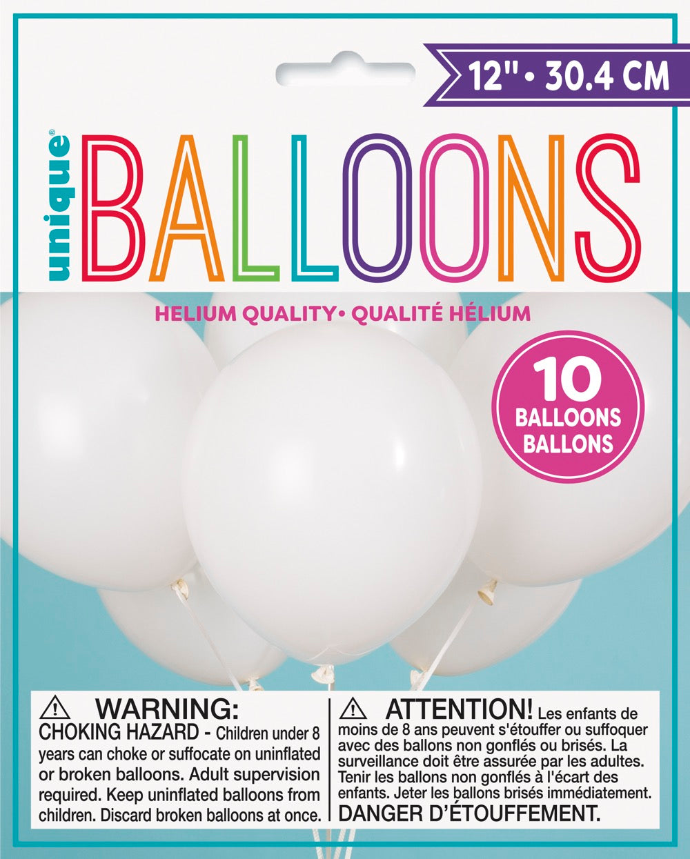 12in Packaged Latex Balloons 10ct - White