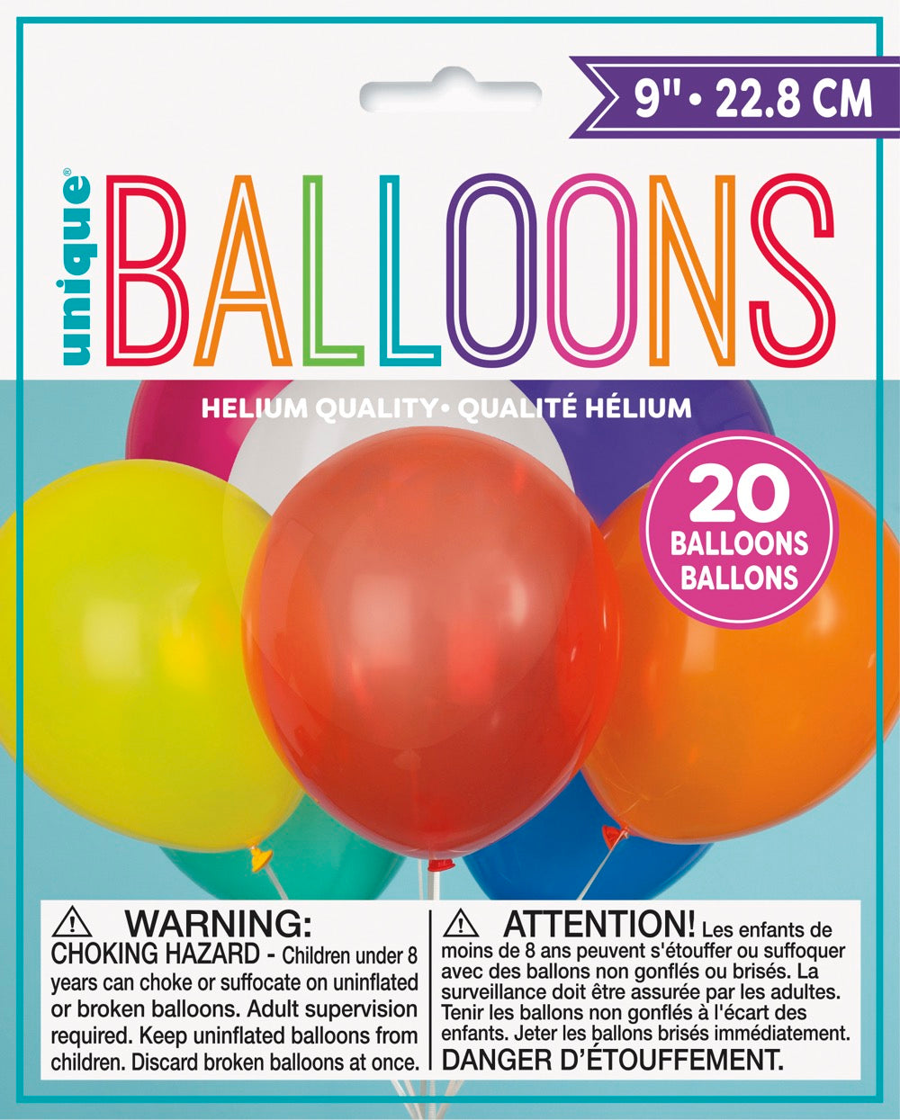 9in Packaged Latex Balloons 20ct - Assorted