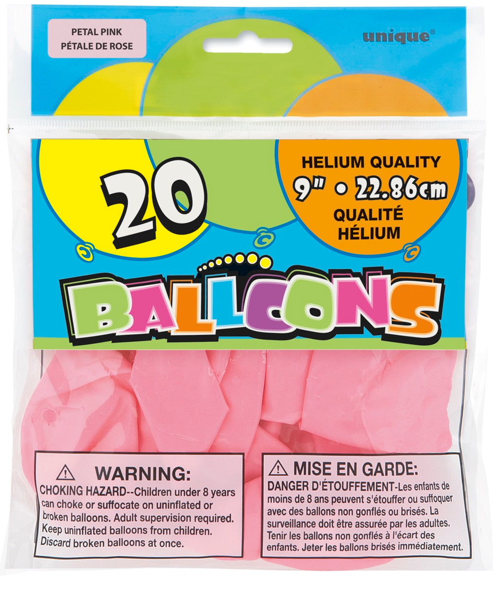 9in Packaged Latex Balloons 20ct - Petal Pink