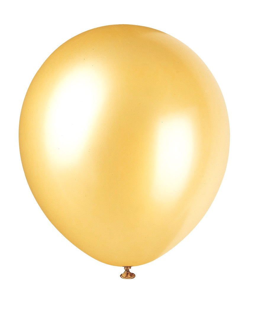 12in Pearlized Packaged Latex Balloons 8ct - Gold