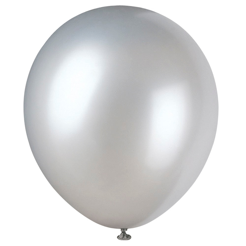 12in Pearlized Packaged Latex Balloons 8ct - Silver