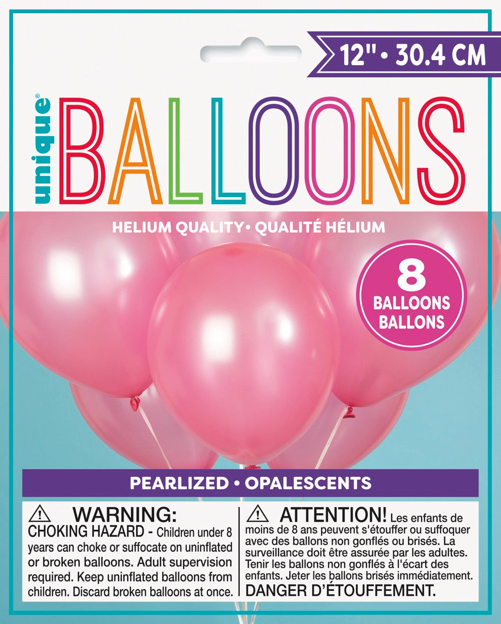 12in Pearlized Packaged Latex Balloons 8ct - Rose Petal Pink