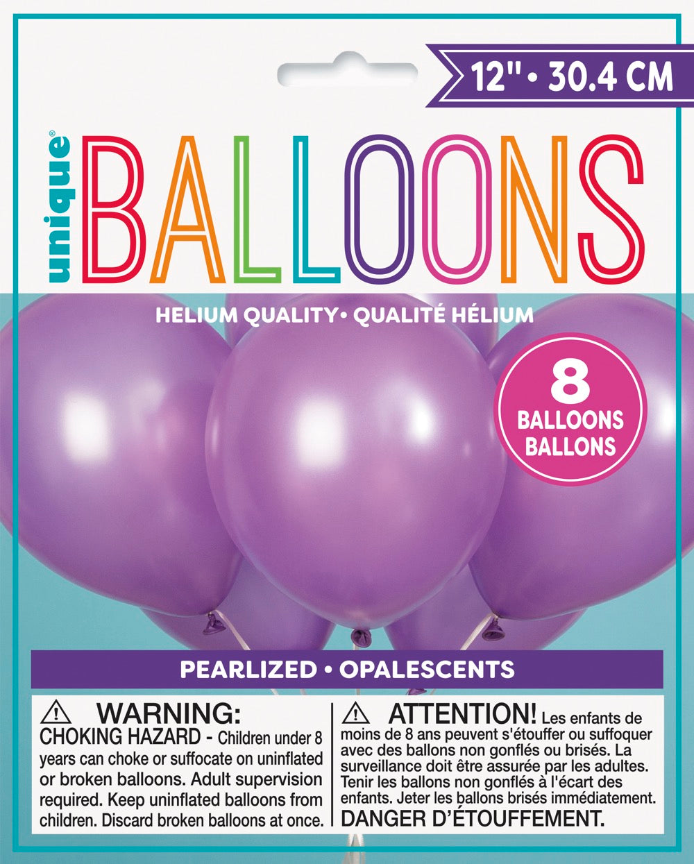 12in Pearlized Packaged Latex Balloons 8ct - Lavender