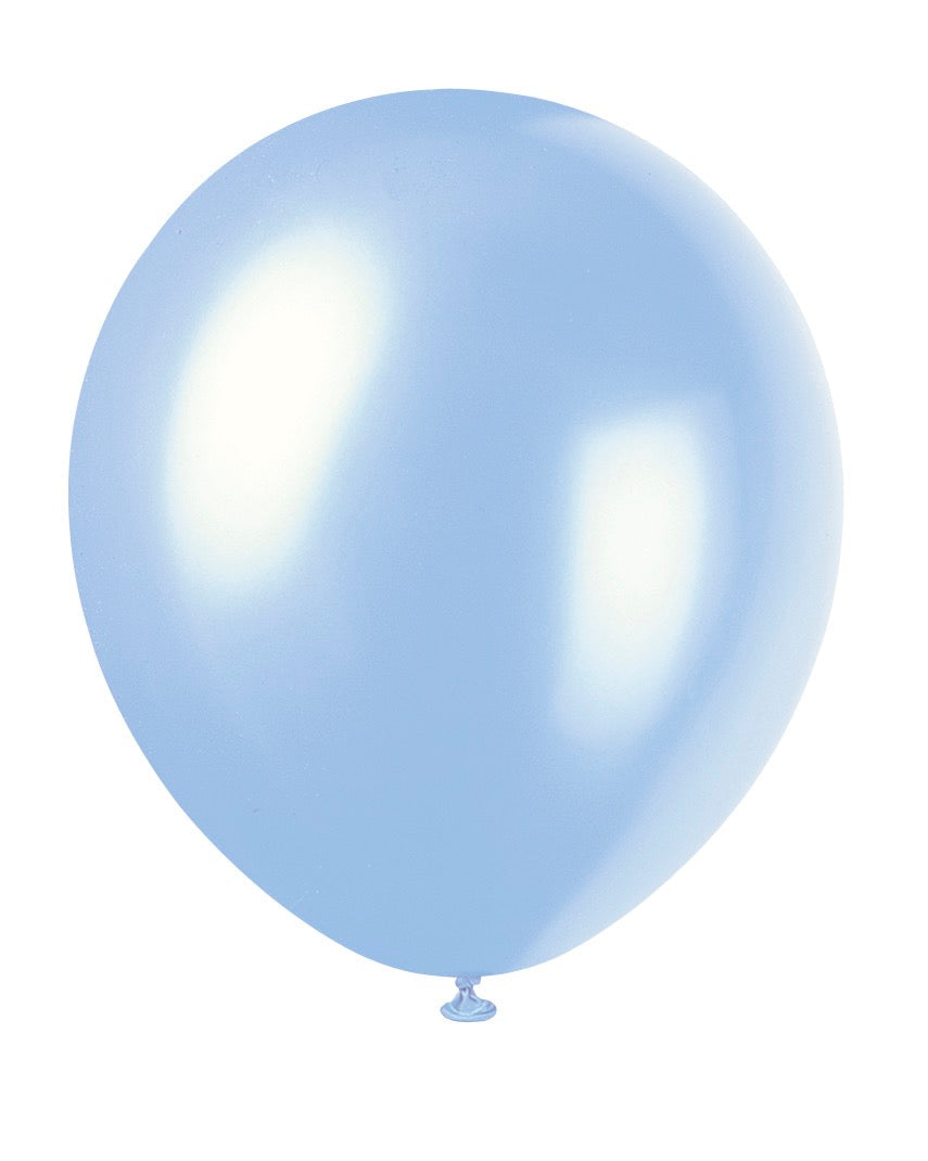 12in Pearlized Packaged Latex Balloons 8ct - Powder Blue