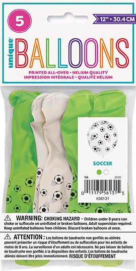 3D Soccer 12" Latex Balloons 5ct