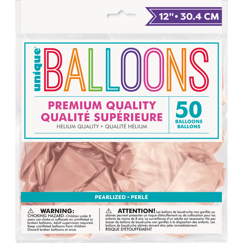 12in Pearlized Packaged Latex Balloons 50ct - Rose Gold