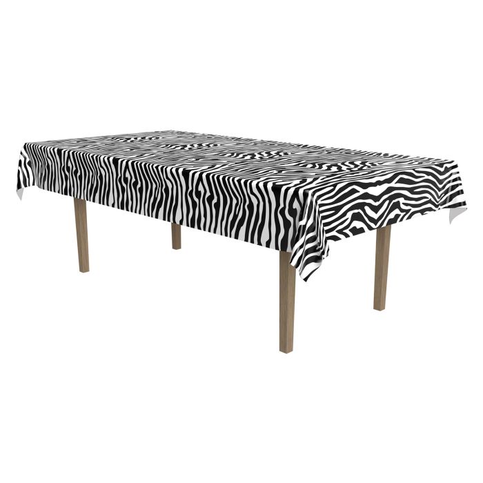 Zebra Print Plastic Table Cover 54in x 108in