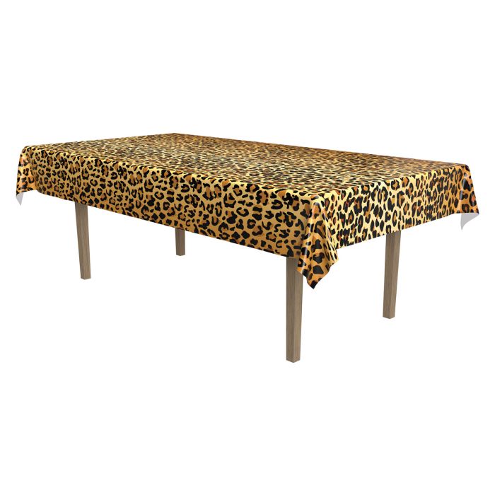 Leopard Print Plastic Table Cover 54in x 108in