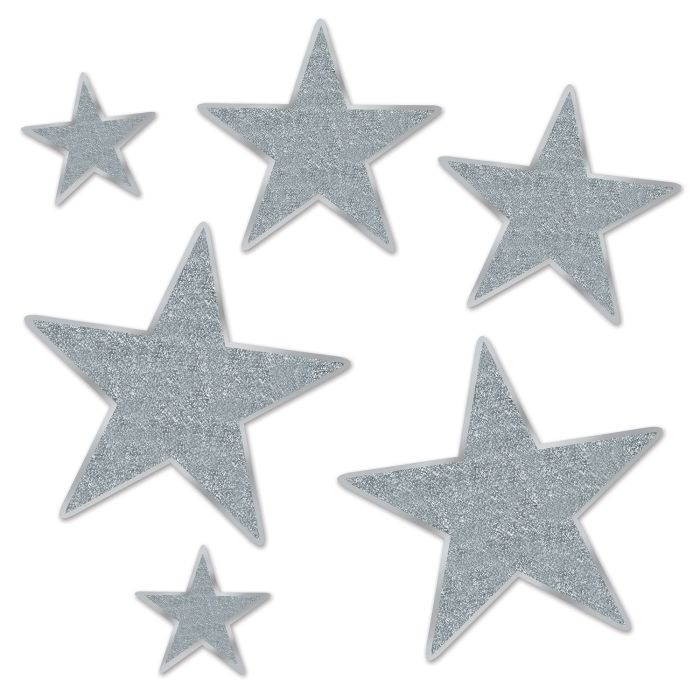 Glitter Star Cutouts - Silver