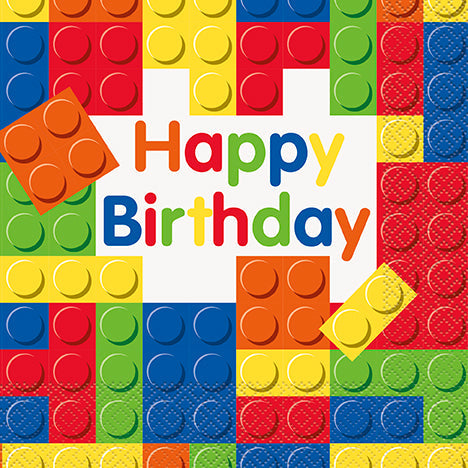 Building Blocks Birthday Lunch Napkins 16ct