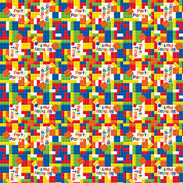 Building Blocks Birthday Gift Wrap 30in x 5ft