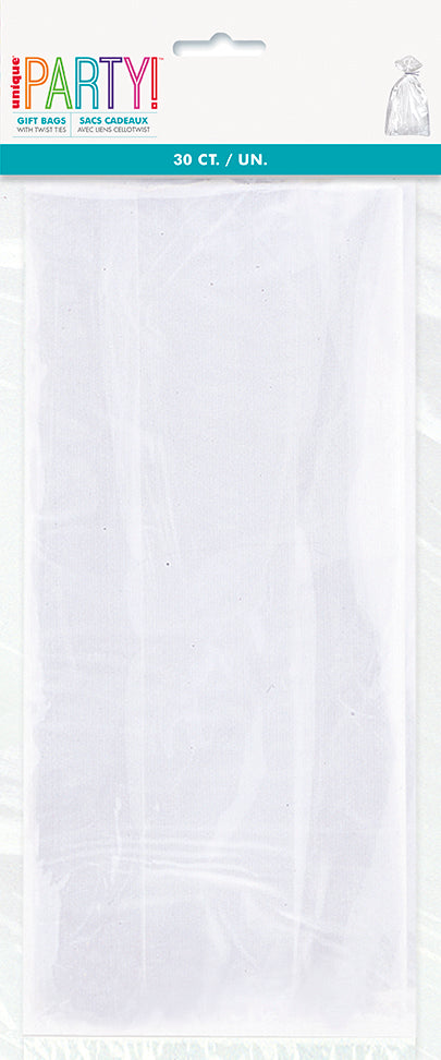 Clear Large Cello Party Bags - 5in x 11.5in x 3in - 30ct