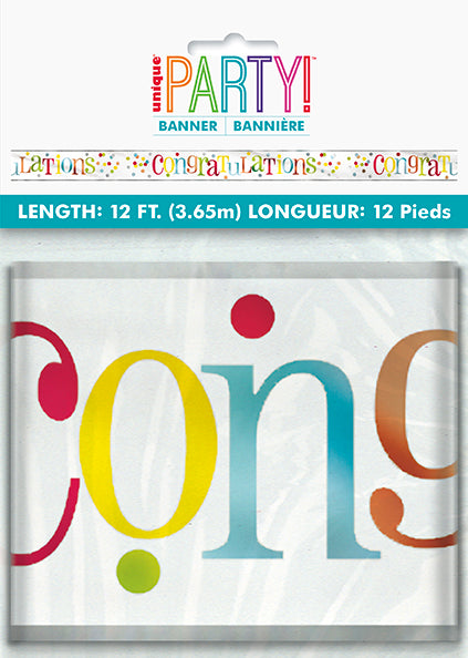 Colorful Congratulations Foil Banner 12ft