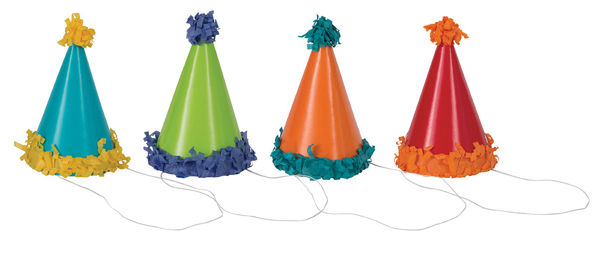Pom Pom Mini Party Hats 8ct