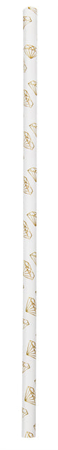 Gold Diamond Print Paper Straws 10ct