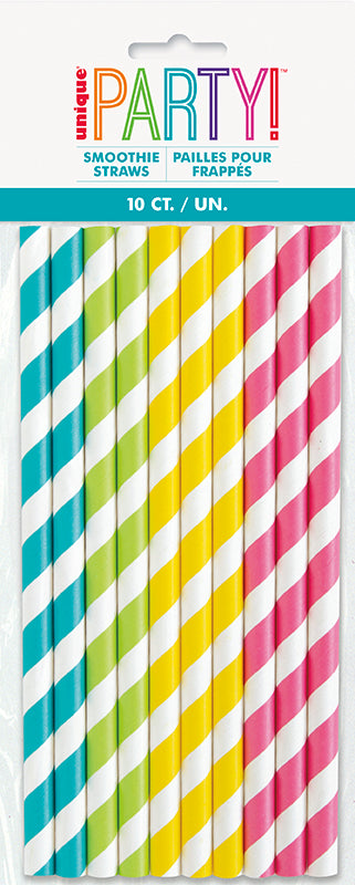 Striped Paper Smoothie Straws 10ct