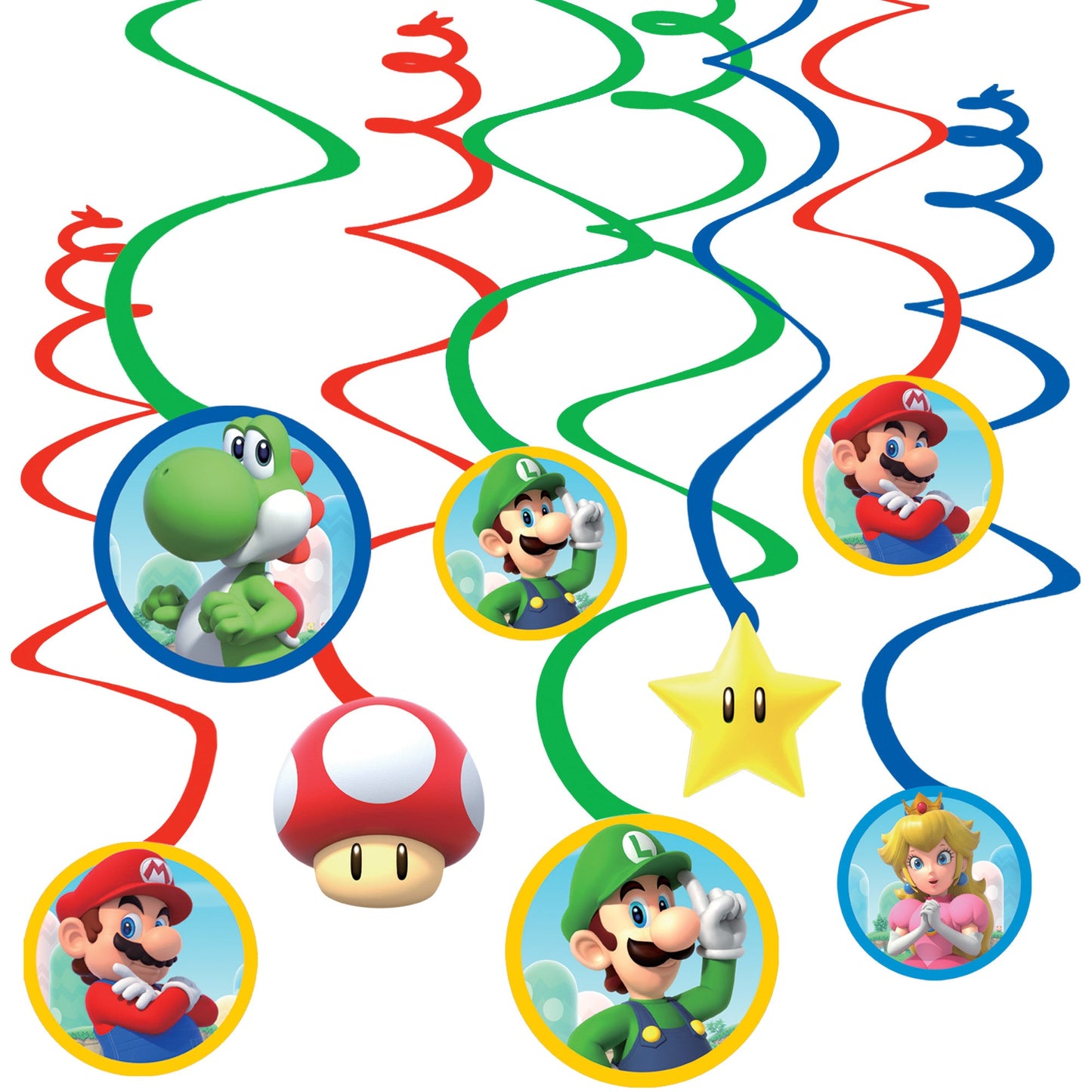 Super Mario Brothers Value Pack Foil Swirl Decorations