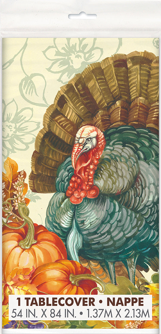 Traditional Thanksgiving Rectangular Plastic Table Cover 54in x 84in