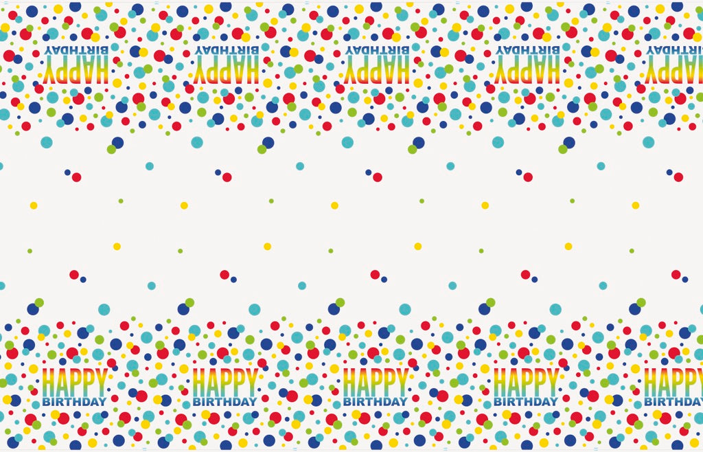 Rainbow Spots Birthday Rectangular Plastic Table Cover 54in x 84in
