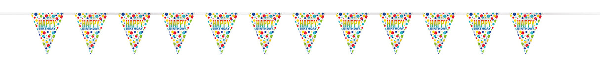Rainbow Spots Birthday Plastic Flag Banner 12 ft