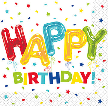 Happy Balloon Birthday Beverage Napkins 16ct
