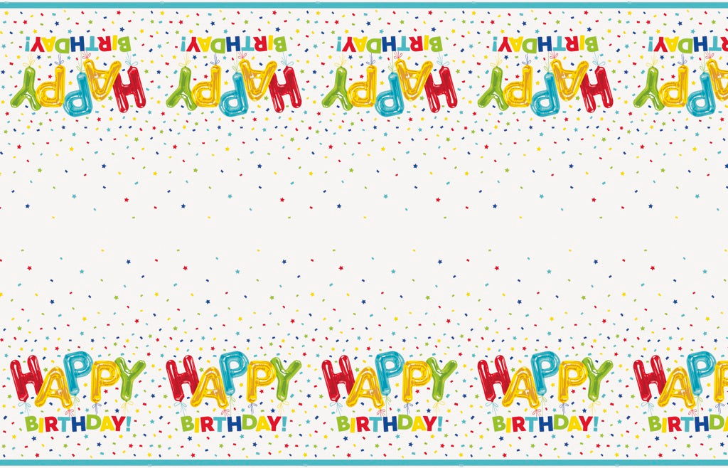Happy Balloon Birthday Rectangular Plastic Table Cover 54 x 84